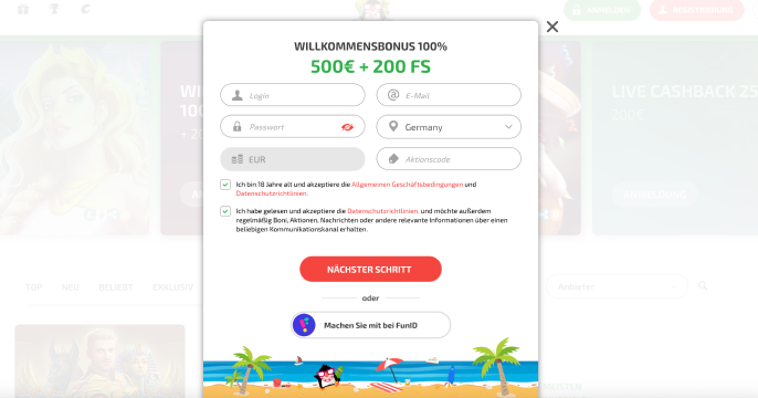 Anmeldung im BoaBoa Casino